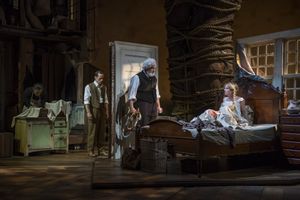 Stephen Park (Lee) and ensemble members Tim Hopper (Adam Trask), Francis Guinan (Samuel Hamilton) and Kate Arrington (Cathy Trask) react to the birth of the twins @ BroadwayWorld Stephen Park (Lee) and ensemble members Tim Hopper (Adam Trask), Francis Guinan (Samu Photo