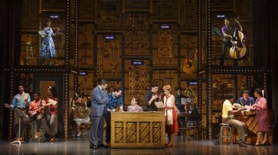 Curt Bouril, Liam Tobin, Abby Mueller, Ben Fankhauser, Becky Gulsvig and the Company Photo