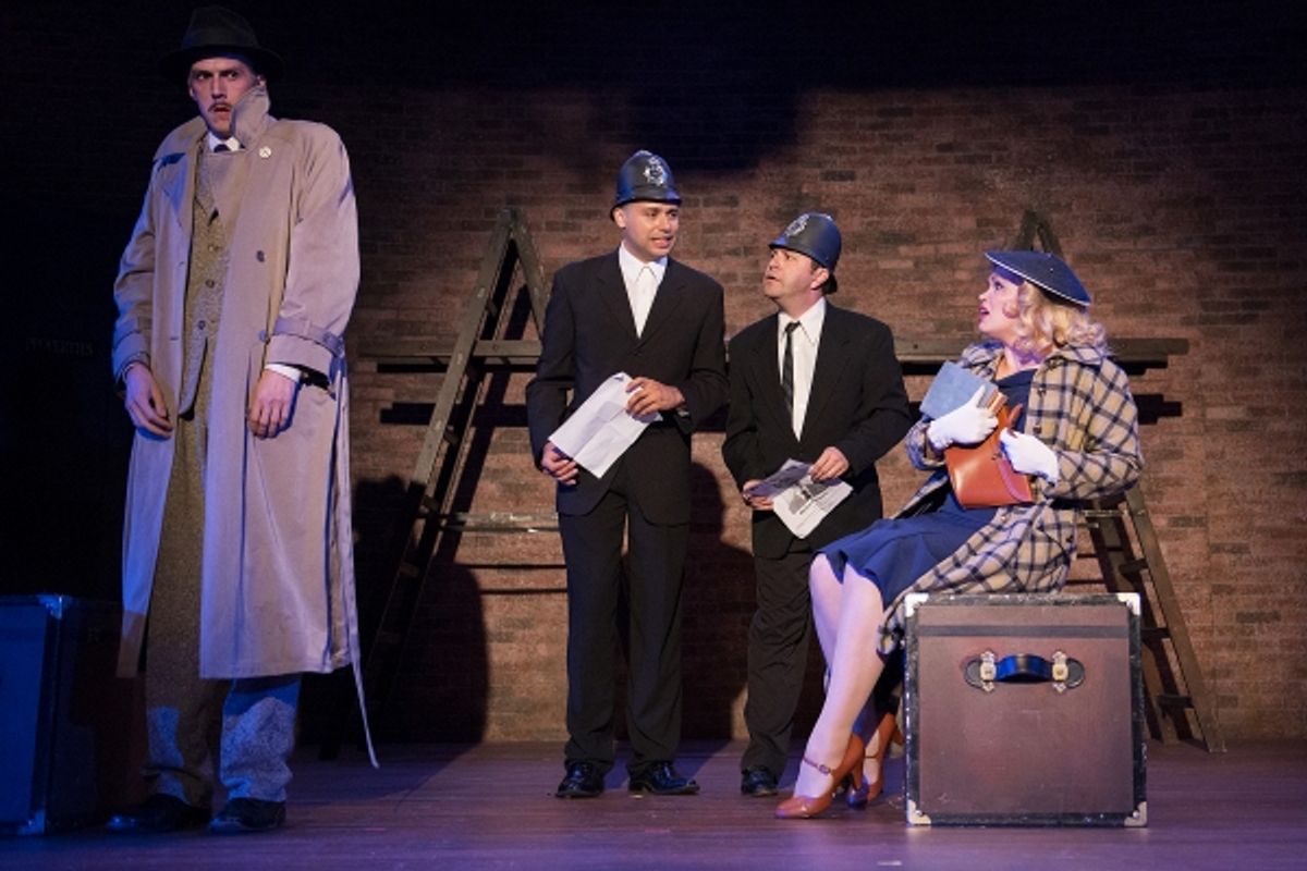 ustin DuPuis as Richard Hannay, Miyaka Cochrane as Policeman, Andrew Calabrese as Policeman, and Ginny Wehrmeister as Pamela at 