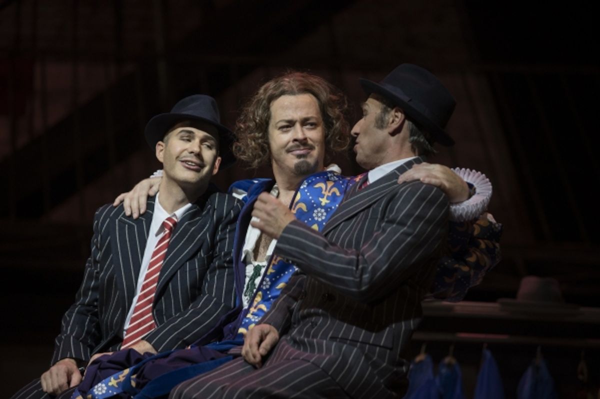 Fritz Steinbacher (1. Gangster), Morgan Moody (Fred Graham/Petruchio), Karl Walter Sprungalla (2. Gangster) at 