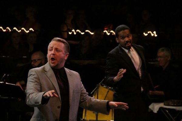 Patrick Kramer and Justin Boyd sing for Honoree Wesley Paine Photo