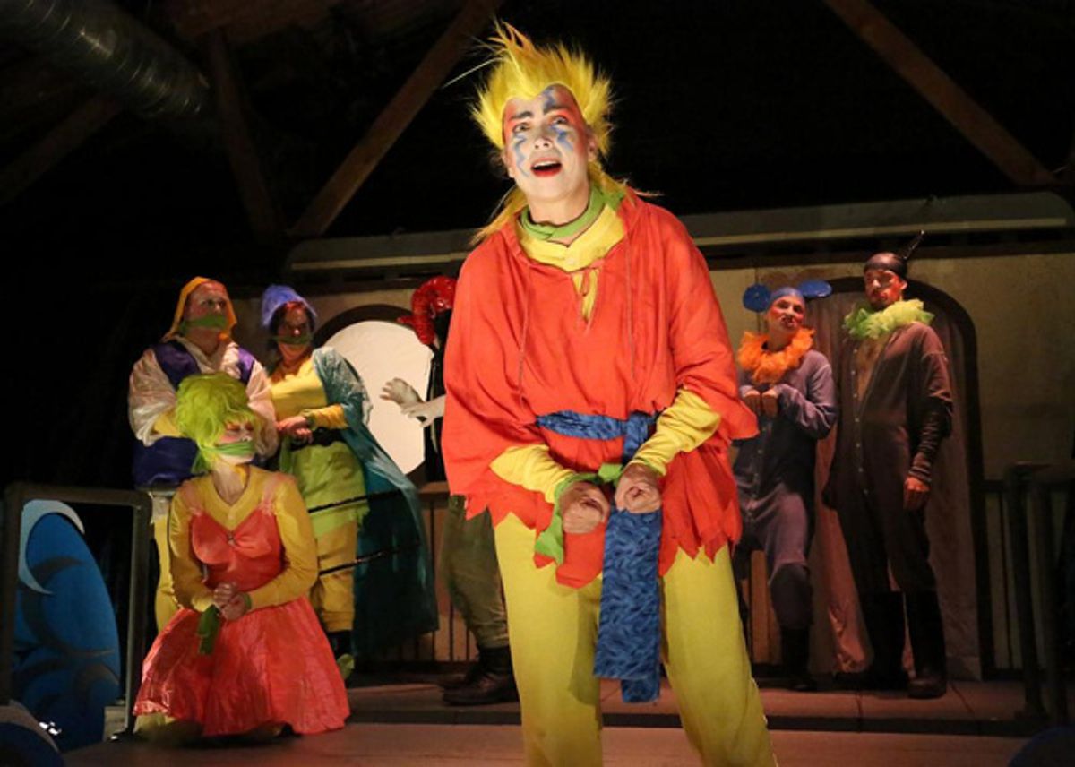 Maura Hanlon as Bart Simpson with the cast of Mr. Burns at 