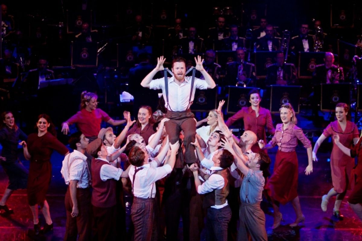 Barnaby Thompson and the West End Heroes dancers perform ''Tap Your Troubles Away'' at 