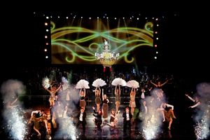 Christopher Biggins flies in as a chandelier in ''Be Our Guest'' @ BroadwayWorld Christopher Biggins flies in as a chandelier in ''Be Our Guest'' Photo