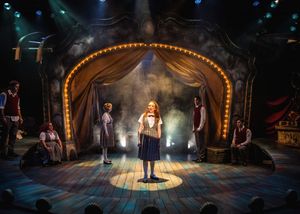 Ocean (Tiffany Tatreau) and the entire Saint Cassian choir (from left, Russell Mernagh, Lillian Castillo, Emily Rohm, Jackson Evans and Kholby Wardell) face an uncertain future @ BroadwayWorld Ocean (Tiffany Tatreau) and the entire Saint Cassian choir (from left, Russell Mernag Photo