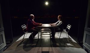 Craig MacDonald as ''Sims'' and Erica Knight as ''Morris'' @ BroadwayWorld Craig MacDonald as ''Sims'' and Erica Knight as ''Morris'' Photo