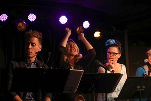 Barrett Foa, Mary Faber and Mary Birdsong react to the ballot counting. @ BroadwayWorld Barrett Foa, Mary Faber and Mary Birdsong react to the ballot counting. Photo