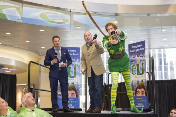 John Foxx, WPLJ, Sam Scalamoni, Director of ELF THE MUSICAL, and Buddy The Elf Photo