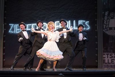 Taylor Elise Rector as Dainty June with the Farmboys: Glenn Britton, Avery Sobszak, K Photo