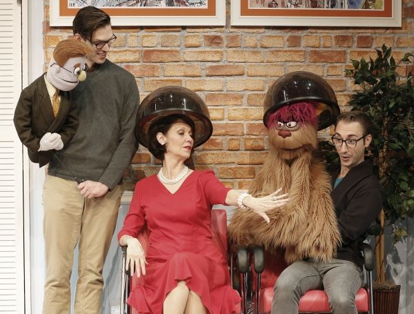 Trekkie Monster/Jason Jacoby is checking out Mrs Shubert''s jewelry (Lynne Winterstel Photo