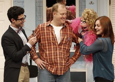 The Cops of SHEAR MADNESS (Adam Gerber and Patrick Noonan) meet Lucy T Slut/Elizabeth Photo