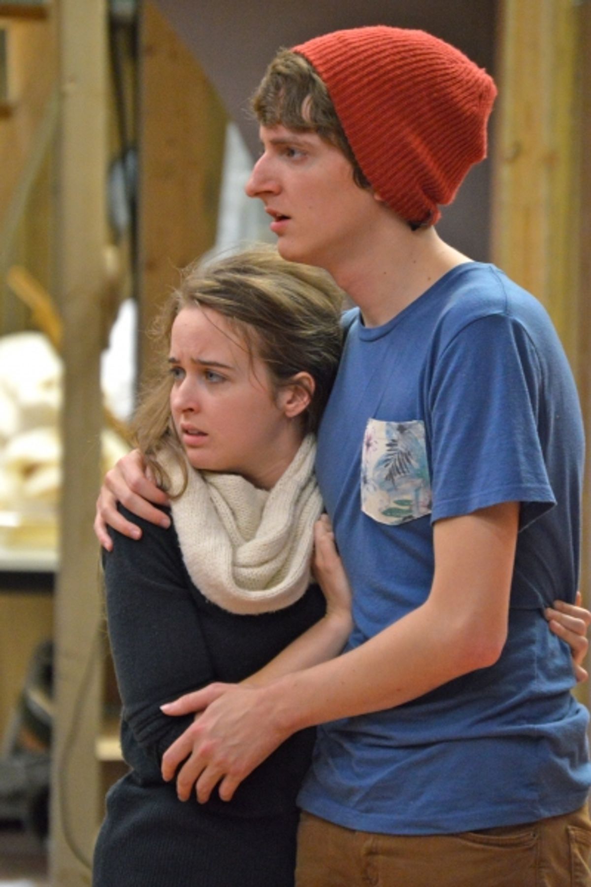 Chelsea Titchenell as Janet and Jerry Middlemiss as Brad at 