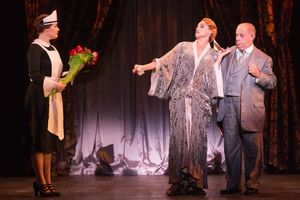 Blaire Baker (Maid), Emma Stratton (Helen Sinclair) and Rick Grossman (Julian Marx) Photo
