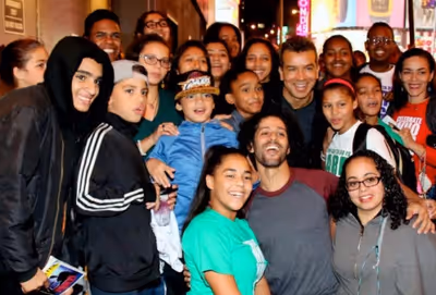 Ana Villafane (currently playing Gloria Estefan in ON YOUR FEET!) with the campers Photo