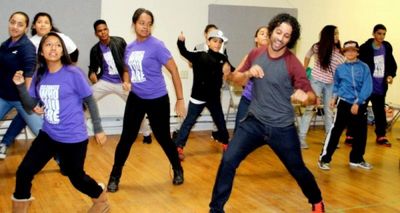 Luis Salgado (ON YOUR FEET! ensemble member) and R.Evolucion Latina campers Photo