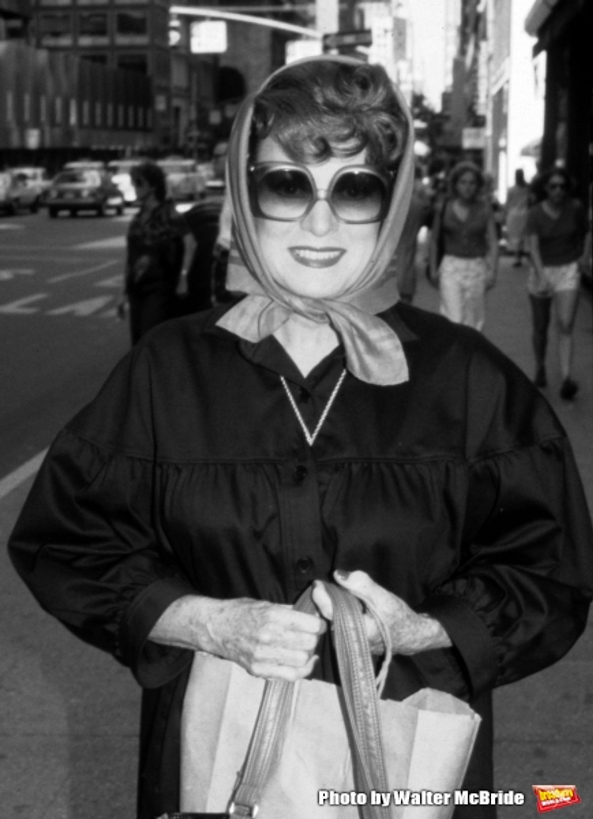 Maureen O'Hara walking on Madison Avenue on July 14, 1981 in New York City. at 