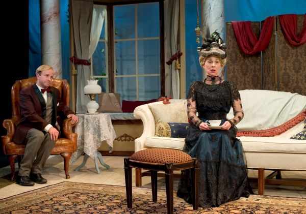 Lenny Banovez as Algernon Moncrief and Angela Iannone as Lady Bracknell Photo
