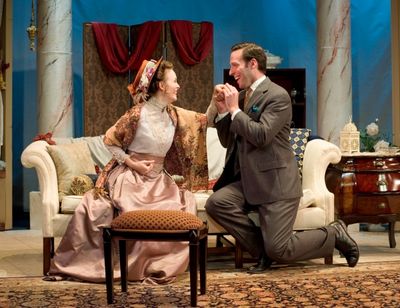 Ellen Adair as Gwendolyn Fairfax and Marc LeVasseur as Jack Worthing Photo