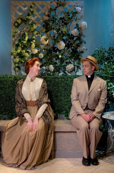 Christy Richardson as Miss Prism and John-Patrick Driscoll as Dr. Chasuble Photo