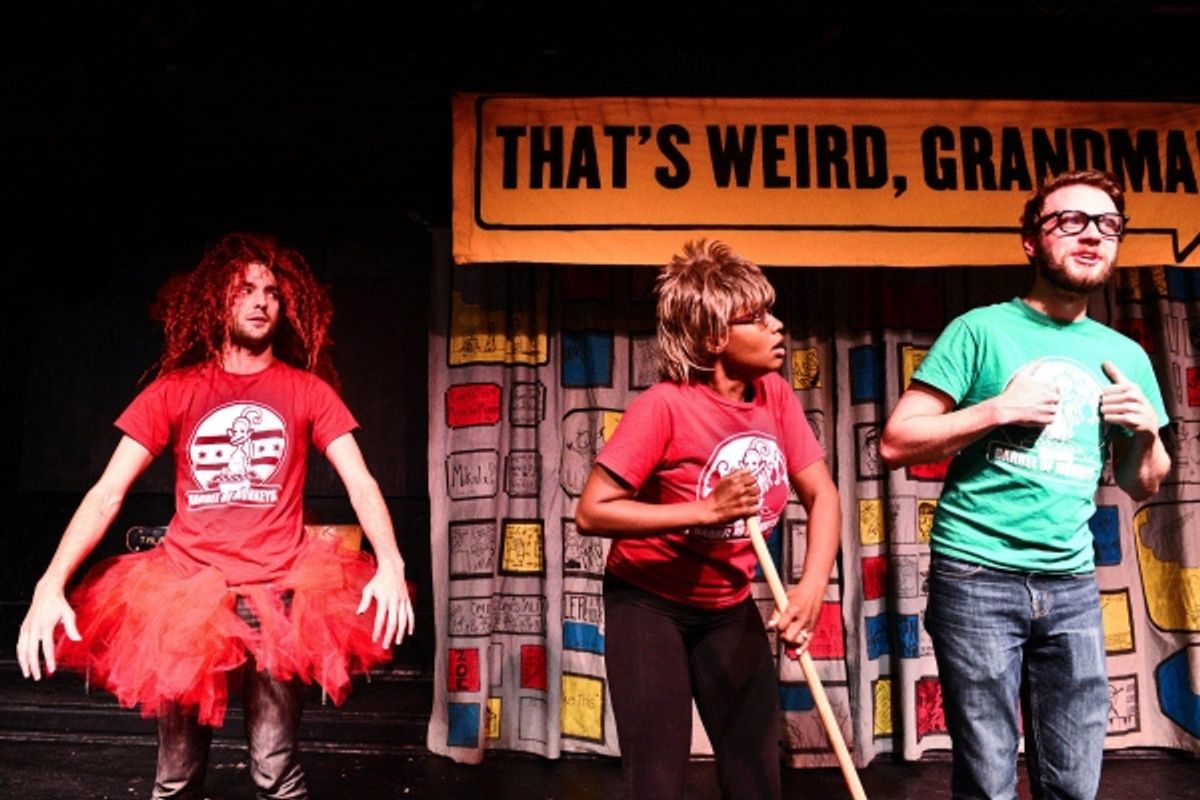 Barrel of Monkeys company members Nick Hart, Eunice Woods and Spencer Meeks perform ''ZYRA'' at 