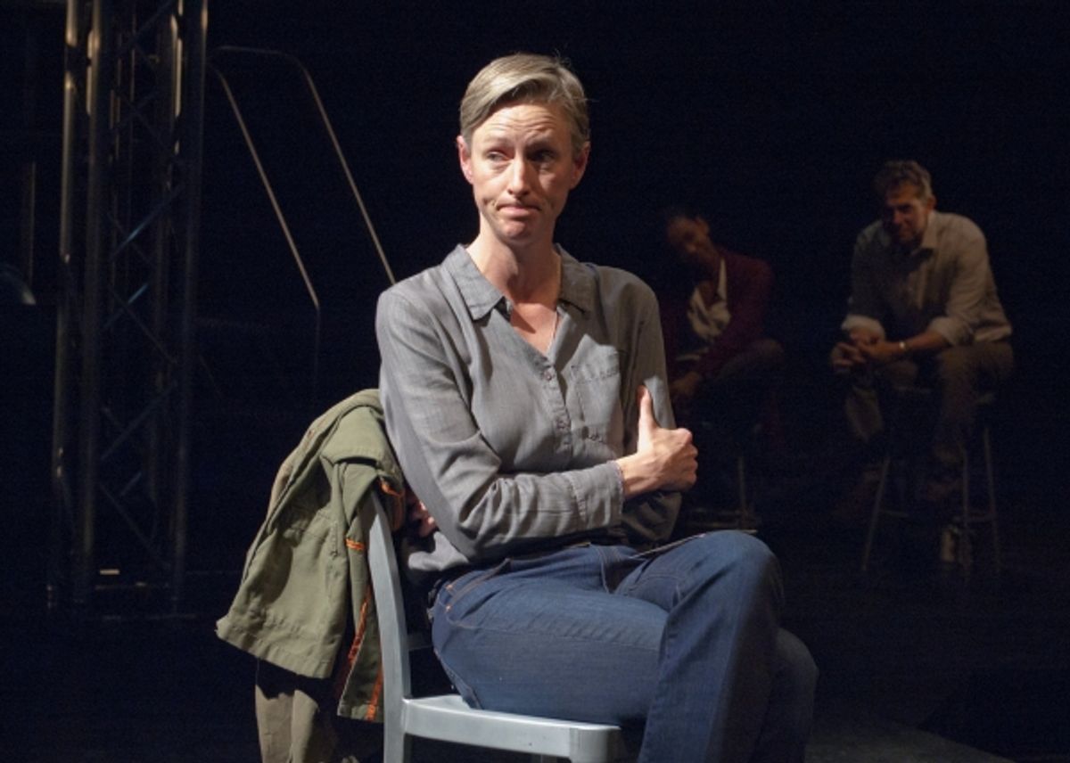 Ensemble member Kelli Simpkins portrays multiple roles, including a grieving mother Arleen Weise at 