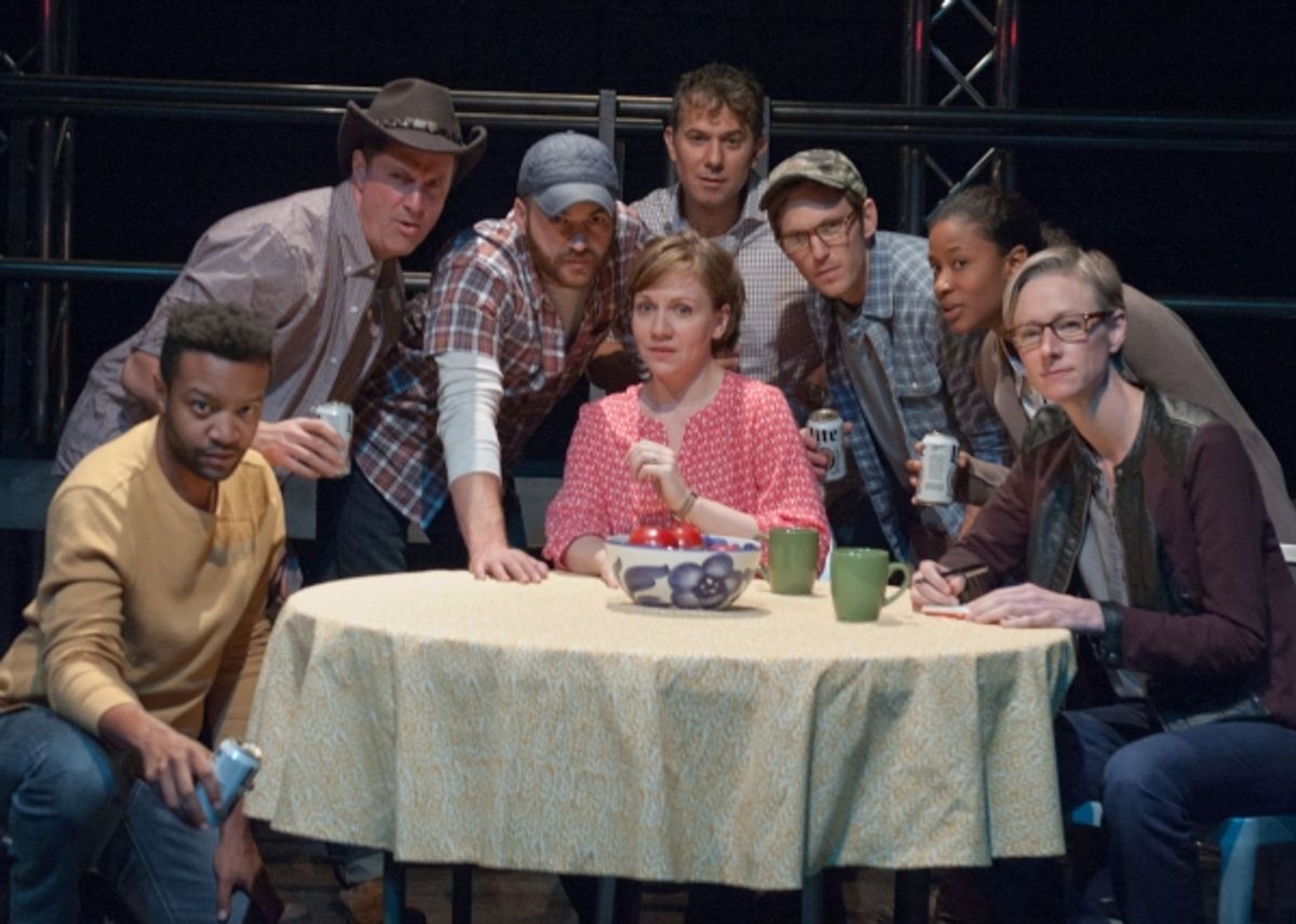 Ensemble members (from left) Justin James Farley, Tim Decker, Chris Rickett, Justine C. Turner, David Prete, Christopher Sheard, Caren Blackmore and Kelli Simpkins at 