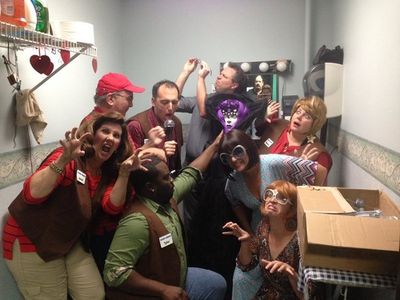 (Regional) @hawleewillyums: #SIP The cast of CURTAINS giving you Thriller. Happy Hall Photo