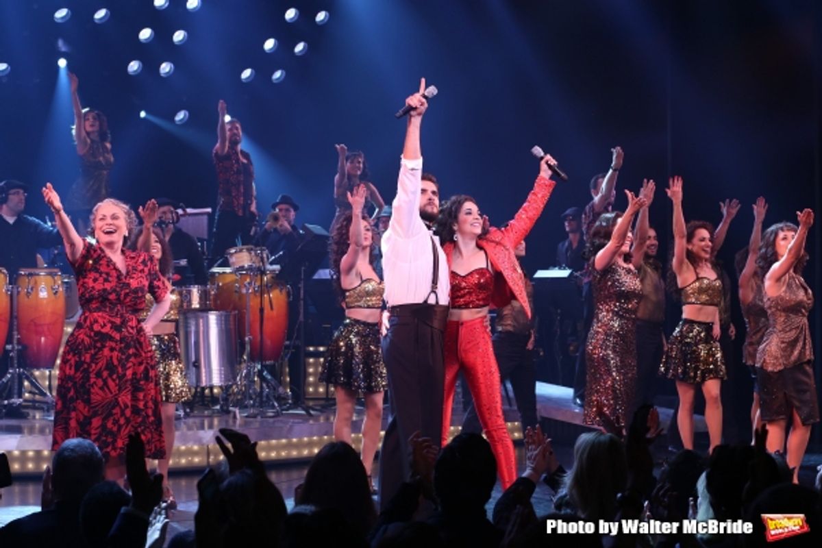 Alma Cuervo, Josh Segarra, Ana Villafane, Andrea Burns and cast during the Broadway Opening Night Curtain Call Bows for ''On Your Feet'' at the Marquis Theatre on November 5, 2015 in New York City. at 