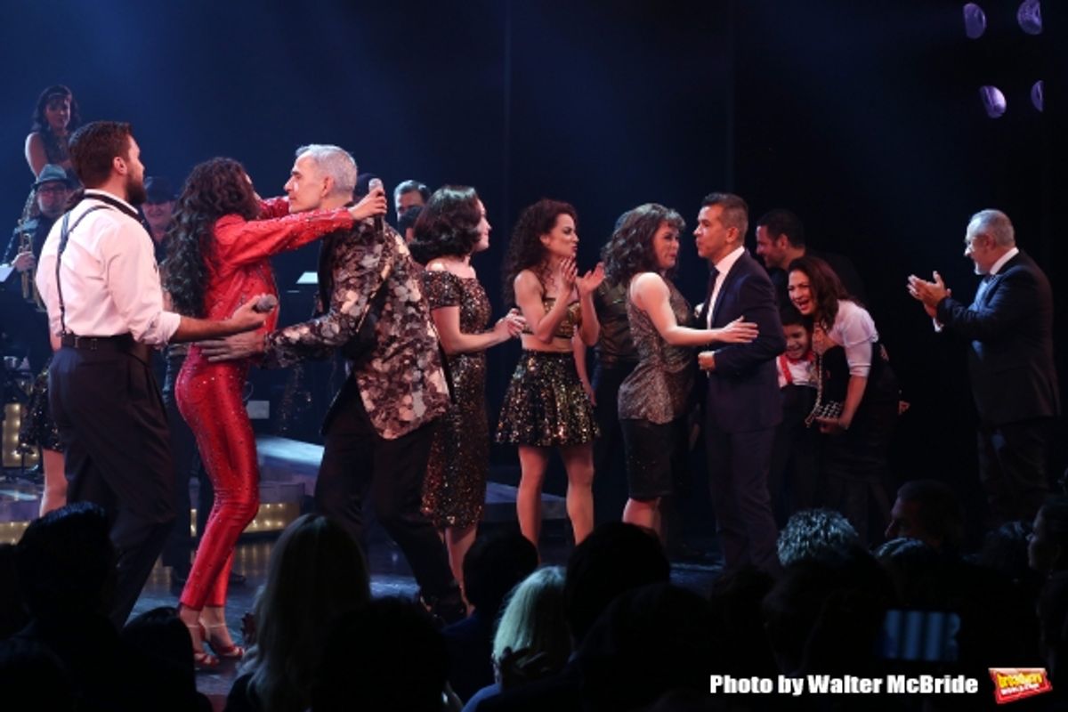 Josh Segarra, Ana Villafane, Jerry Mitchell, Andrea Burns, Sergio Trujillo, Gloria Estefan, Emilio Estefan and cast  at 