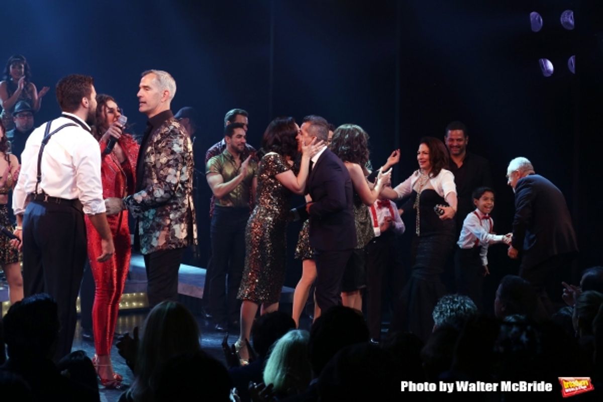 Josh Segarra, Ana Villafane, Jerry Mitchell, Andrea Burns, Sergio Trujillo, Gloria Estefan, Emilio Estefan and cast  at 