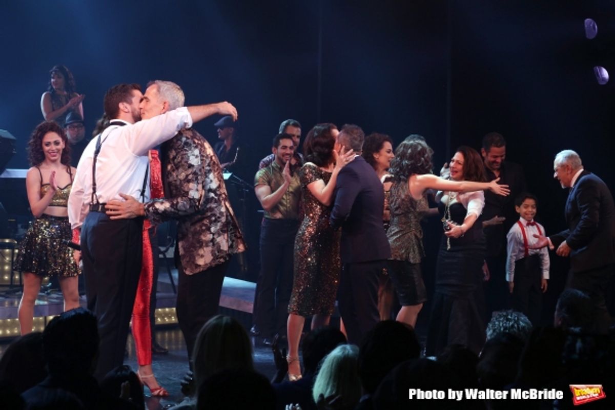 Josh Segarra, Jerry Mitchell, Andrea Burns, Gloria Estefan, Emilio Estefan and cast  at 
