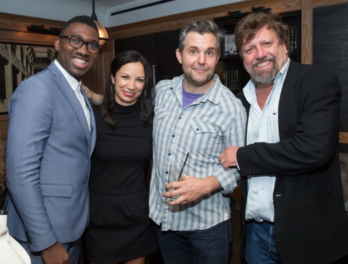 Kwame Kwei-Armah, Stephanie Ybarra, Lucas Caleb Rooney, and Oskar Eustis  at 
