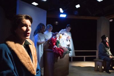 (foreground) Loretta Rezos; (background) Sarah Gitenstein, Kristen Johnson, Sam Hubba Photo