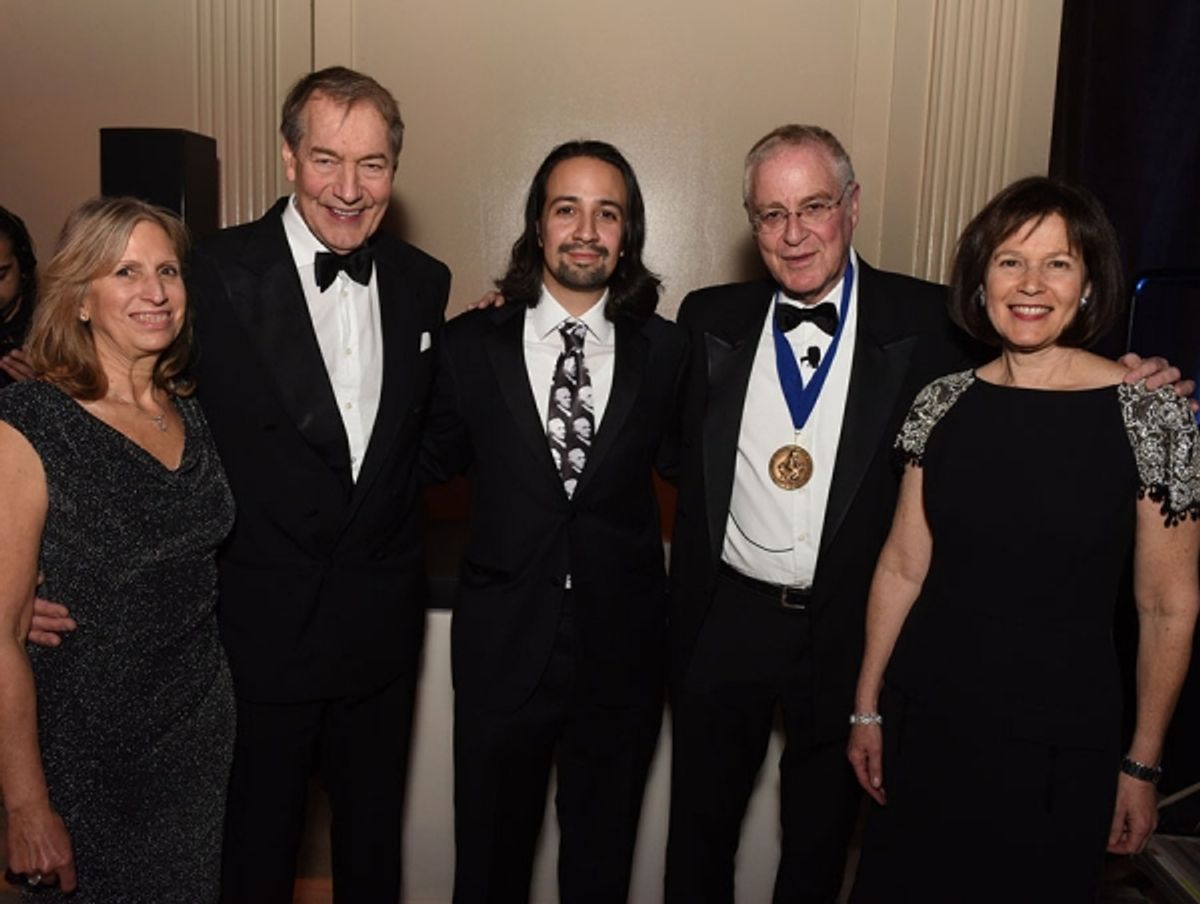 Louise Mirrer, Charlie Rose, Lin-Manuel Miranda, Ron Chernow, and Pam Schafler at 