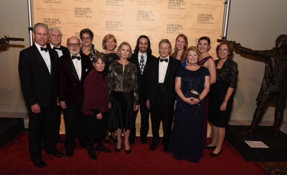 The descendants of Alexander Hamilton with Lin-Manuel Miranda  at 