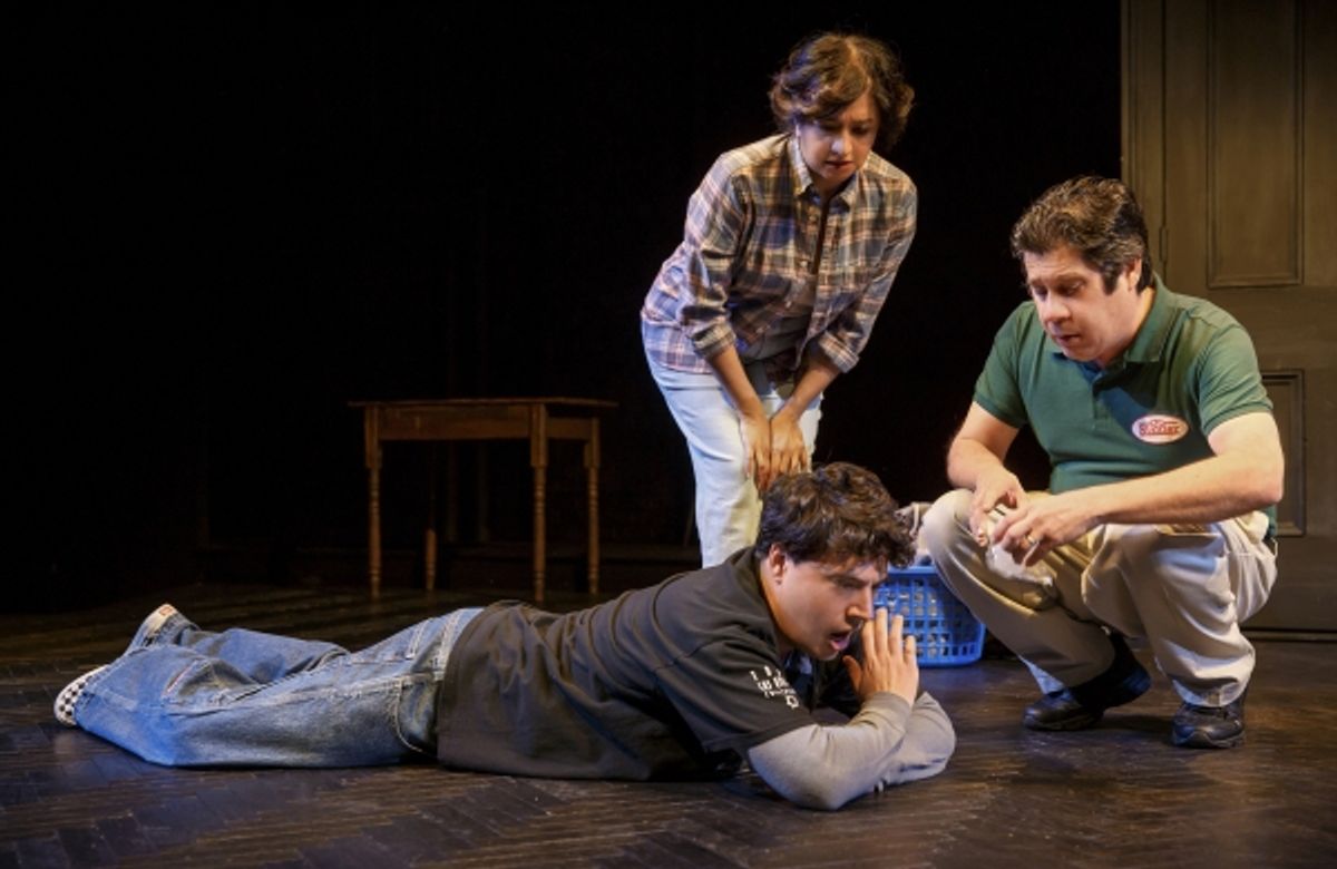 Jon Bass (lying on ground), Maria Elena Ramirez (standing, and Triney Sandoval (crouching) at 