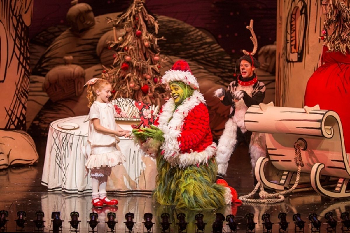 Taylor Coleman appears as Cindy-Lou Who, J. Bernard Calloway as The Grinch, and Blake Segal as Young Max at 