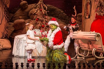 Taylor Coleman appears as Cindy-Lou Who, J. Bernard Calloway as The Grinch, and Blake Photo