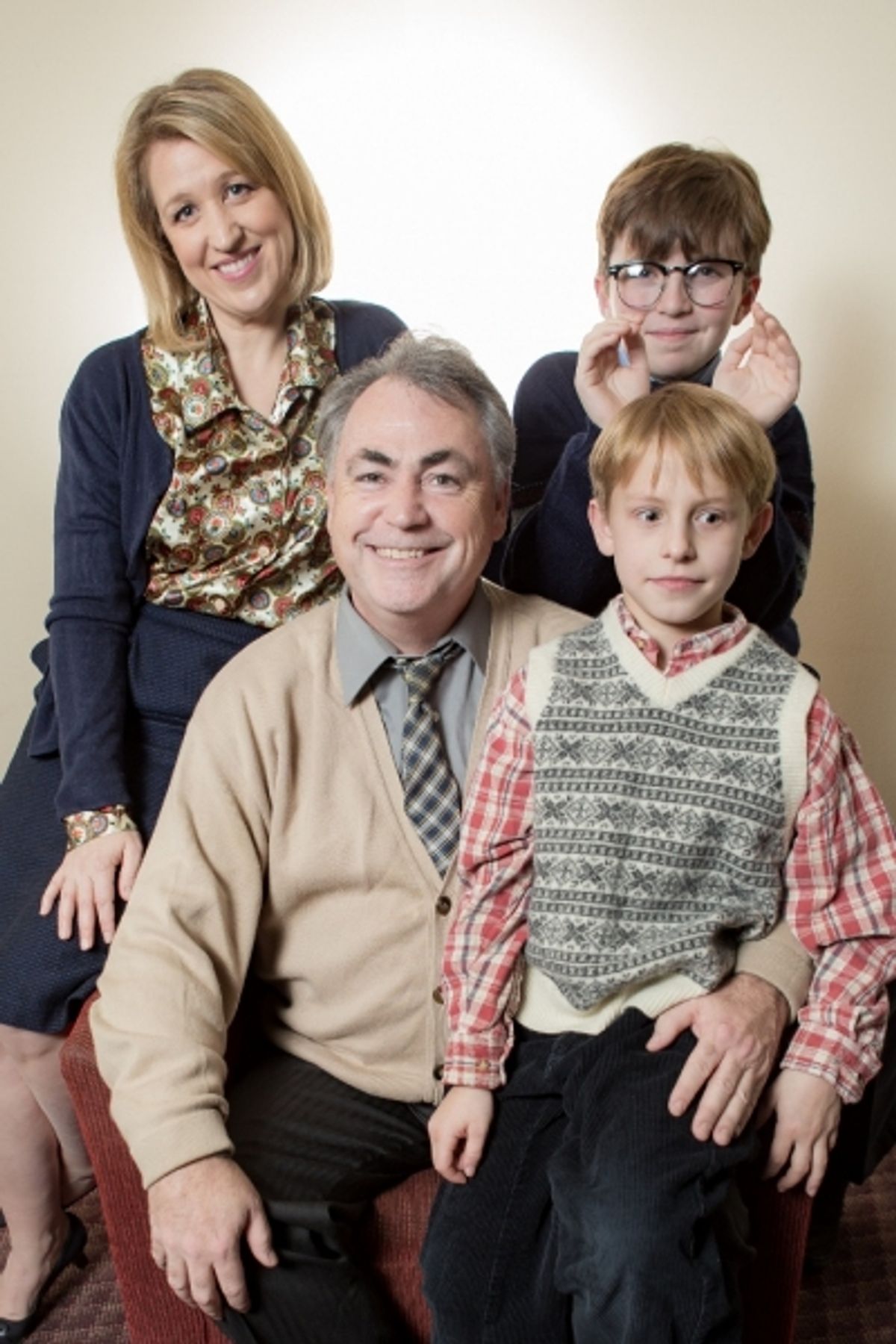 Heidi Walworth-Horn (Mother), Andrew Fry (The Old Man), Liam Loughridge (Raplhie), Luke Miller (Randy) on knee
 at 