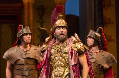 Bobby Conte Thornton (Roman Soldier), Graham Rowat (Miles Gloriosus), and David Turne Photo