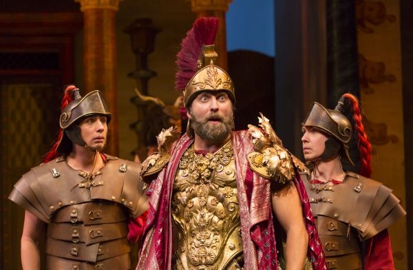 Bobby Conte Thornton (Roman Soldier), Graham Rowat (Miles Gloriosus), and David Turne Photo