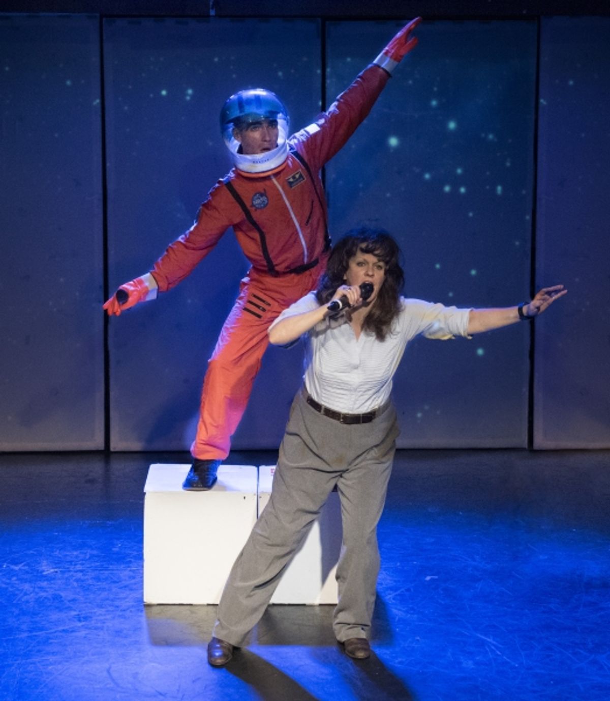 Amber Martin as Leslie Starvak and Ross McCorkel as Bobby Olofsson at 