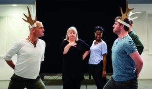 Stuart Goodwin (Sylvia), Heather Williams (ensemble), Kezrena James (Deylan) and Ewan Photo