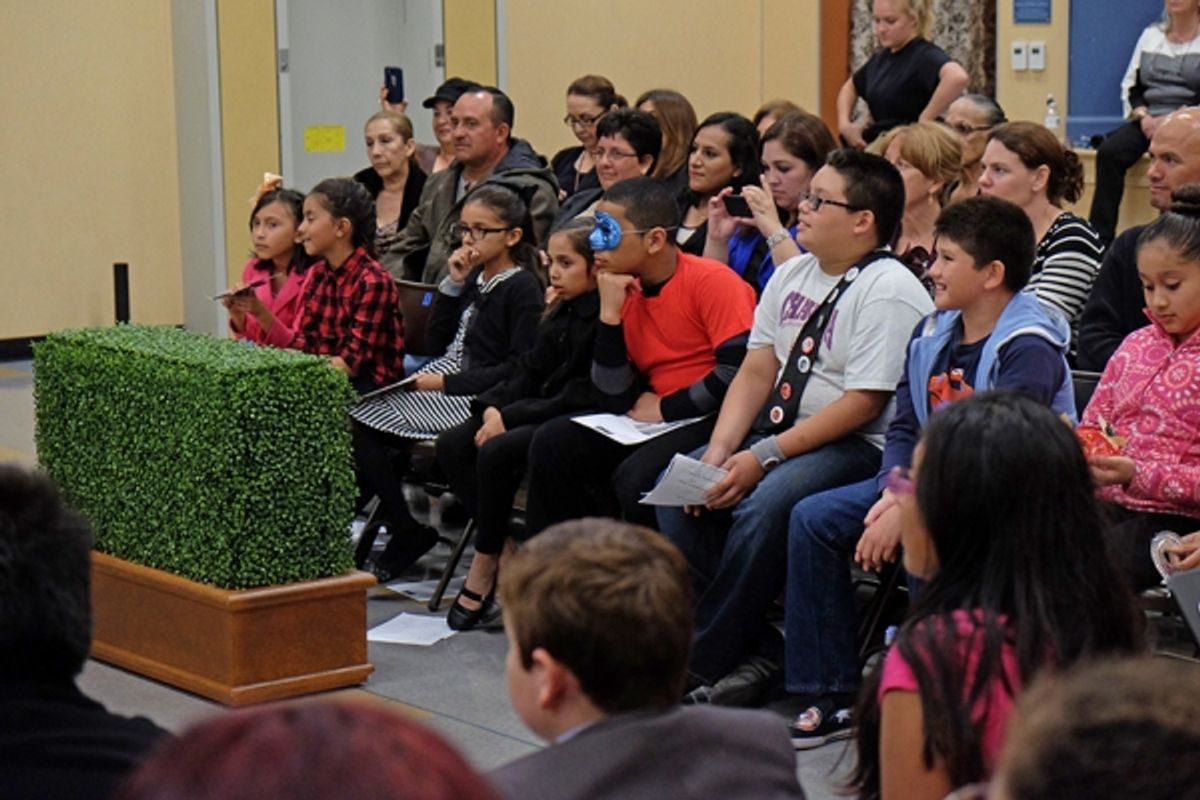 Audience members from South Bay Community Services enjoy the Globe for All performance at Castle Park Elementary School at First Look at Monique Gaffney, Christopher Salazar and More in Globe for All's MUCH ADO ABOUT NOTHING