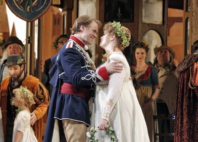 Brandon Jovanovich (Walther von Stolzing) and Rachel Willis-Sorensen (Eva) Photo