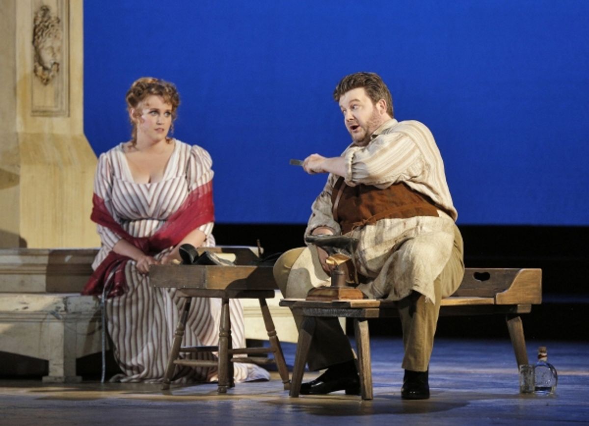 Rachel Willis-Sorensen (Eva) and James Rutherford (Hans Sachs) at 