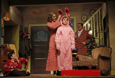 (from left) Theo Moss plays Randy, Danni Smith plays the mother, Michael Harp is Ralp Photo