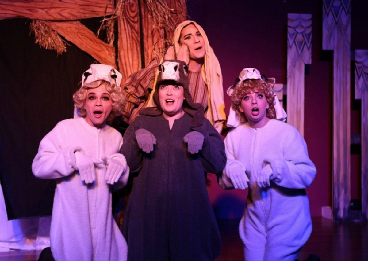 ''The Beast Christmas Ever'' (clockwise from top) - The shepherd (Kristopher Bottrall), Lamb #1 (Frankie Leo Bennett), Ass (Caitlin Jackson) and Lamb #2 (Alexa Castelvecchi) are singing Joan Crawford''s praises in a musical holy manger scene  at 