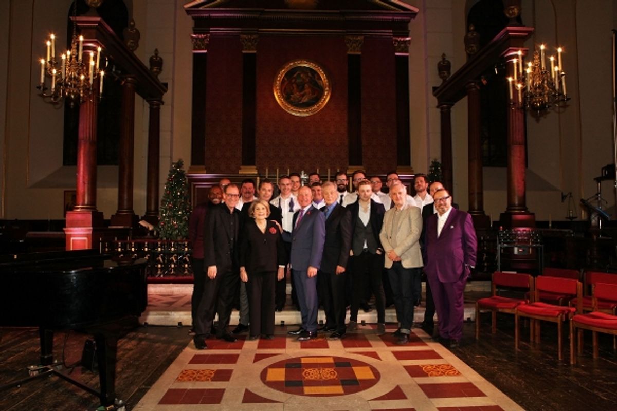 LONDON, ENGLAND - NOVEMBER 25:  (L-R front row) Anton Stepmans, Stefon Bednarczyk, Julian Clary, Anne Reid, Michael Cashman, Ian McKellen, Jack Lowden, Sean Matthias and Laurence Isaacson attend ''A Source of Life: 25 Years of the Ian Charleson Day Centre at 