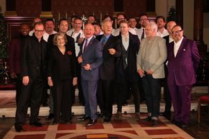 LONDON, ENGLAND - NOVEMBER 25: (L-R front row) Anton Stepmans, Stefon Bednarczyk, Julian Clary, Anne Reid, Michael Cashman, Ian McKellen, Jack Lowden, Sean Matthias and Laurence Isaacson attend ''A Source of Life: 25 Years of the Ian Charleson Day Centre @ BroadwayWorld LONDON, ENGLAND - NOVEMBER 25: (L-R front row) Anton Stepmans, Stefon Bednarczyk, Ju Photo